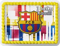 PROSTOKĄTNY OPŁATEK NA TORT A4 20x29CM - FC BARCELONA + IMIĘ
