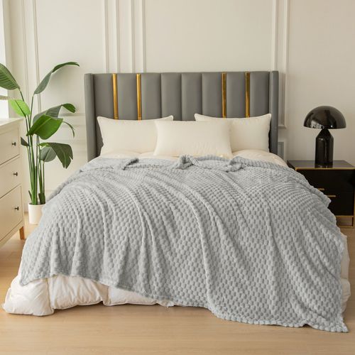 Miękki Koc Szachownica 200X220 - Jasnoszary na Arena.pl