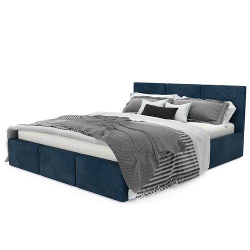 ŁÓŻKO TAPICEROWANE 160x200 ŁÓŻKO PODWÓJNE Z POJEMNIKIEM GRANATOWE na Arena.pl