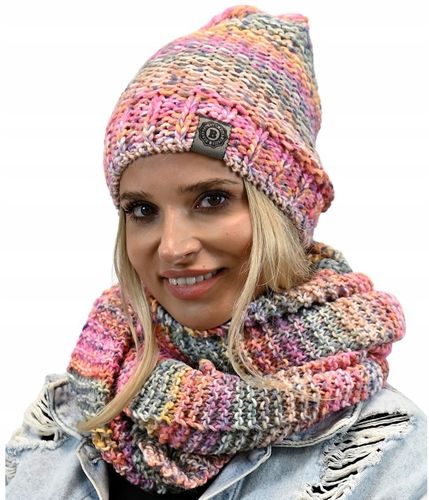 Zimowy Komplet Kolorowy Gruby Czapka Szal Wz1 na Arena.pl
