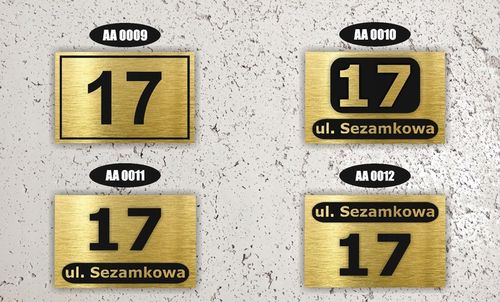 NUMER NA DOM TABLICZKA ADRESOWA Z NUMEREM DOMU 32x21 cm Złota + DYSTANSE na Arena.pl