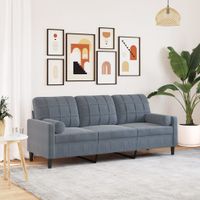3-osobowa sofa z poduszkami, ciemnoszara, 180 cm, aksamit