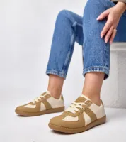 Brązowo-beżowe sneakersy na platformie Valentine 38