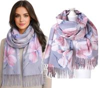 Modny CIEPŁY DUŻY SZAL damski PIĘKNE KWIATY szalik chusta - NOWE KOLORY