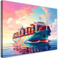 Obraz do salonu biura gabinetu hotelu, Kontenerowiec kolorowy