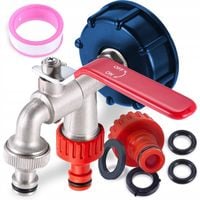 PODWÓJNY ZAWÓR KRAN S60 IBC DO ZBIORNIKA MAUZER KOREK ZŁĄCZE NA WĄŻ 2x