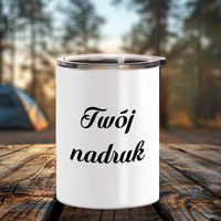 Kubek biały metalowy 400 ml z pokrywką z Twoim nadrukiem