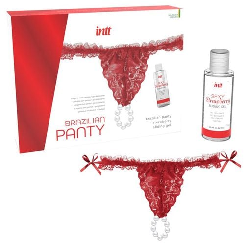 koronkowe, czerwone stringi z perłowym pierścieniem. brazilian panty red. na Arena.pl