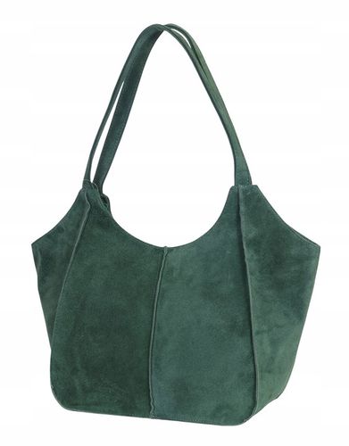 VERA PELLE Zamszowa TOREBKA duża SHOPPER BAG Praktyczne wnętrze Skóra Nat. na Arena.pl