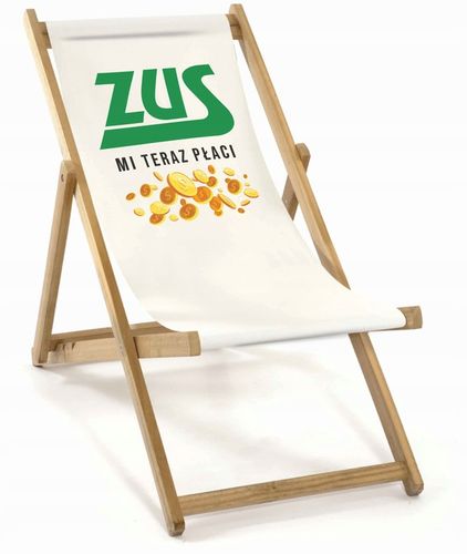 LEŻAK DREWNIANY OGRODOWY Z NADRUKIEM SKŁADANY MATERIAŁ WYTRZYMAŁY na Arena.pl