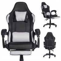 FOTEL GAMINGOWY MATERIAŁOWY KRZESŁO GRACZA BIUROWY JASNY SZARY