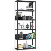 Regał loftowy metalowy 80 cm - czarny-czarny - 6 półek