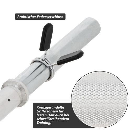 MAXXIVA Zakrzywiony dwuręczny gryf EZ 130 cm, srebrna na Arena.pl