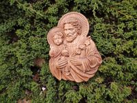 Płaskorzeźba drewniana obraz ścienny z drewna Św. Józef z Jezuskiem 40cm
