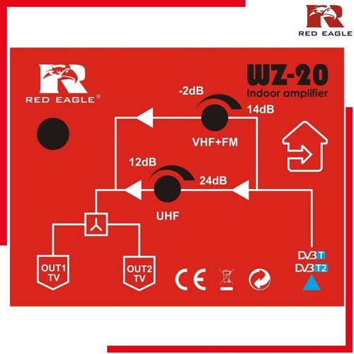 WZMACNIACZ SYGNAŁU TV DVB-T VHF UHF RED EAGLE WZ-20 DO ANTENY na Arena.pl