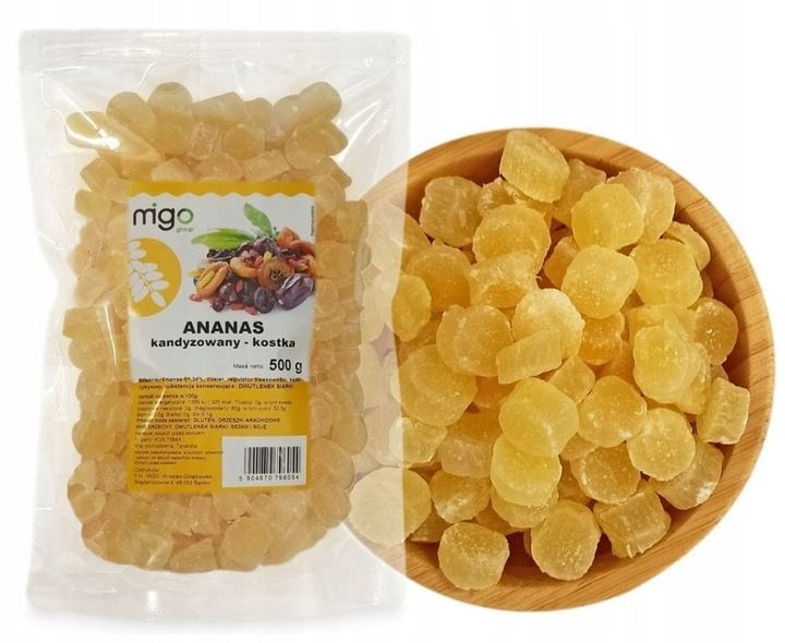 ANANAS Kandyzowany, KOSTKA 500g - MIGOgroup zdjęcie 1