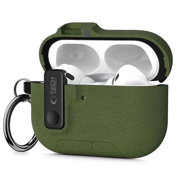 tech-protect slim hook apple airpods pro 3 olive green zdjęcie 1
