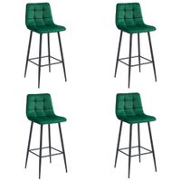 Hoker barowy ARCETO zielony welur czarne nogi 4 szt. do kuchni wyspy