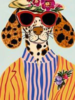 Plakat 60x80cm  Portret Zwierząt | Pies w Okularach | Pop Art