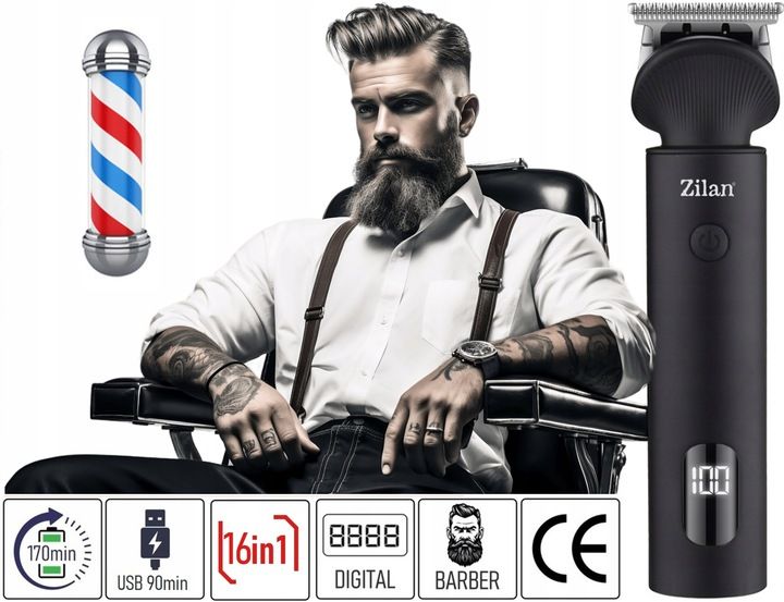 TRYMER GOLARKA STRZYŻENIE GOLENIE BRODY WŁOSÓW BEZPRZEWODOWA XXL USB 16W1 zdjęcie 4