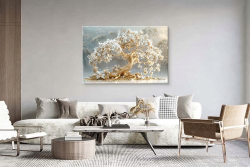 Elegancki Obraz na płótnie do salonu Złote drzewko szczęścia Glamour na Arena.pl