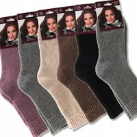 6x skarpetki damskie WEŁNIANE pastelowe CIEPŁE ZIMOWE skarpety NATURALNE