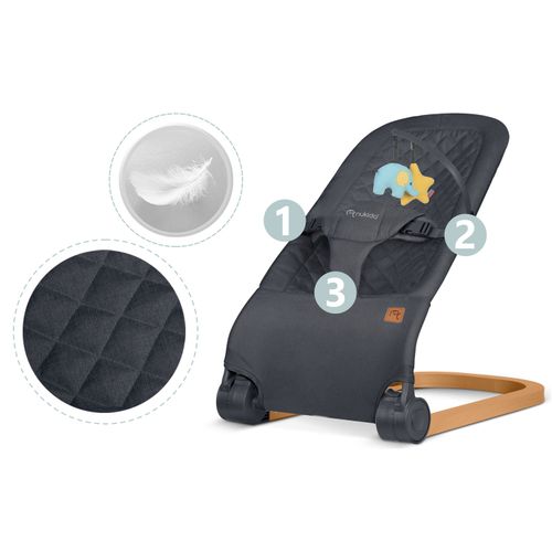 Leżaczek bujaczek z zabawkami NK-52 Nukido - antracyt na Arena.pl