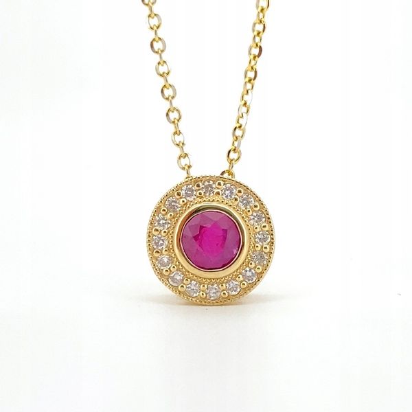 ZŁOTY WISIOREK z KOLEKCJI RAINBOW od DIAMANTI z 20 BRYLANTAMI i RUBINEM zdjęcie 1