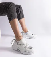 Białe sneakersy damskie z brokatem Agar 39