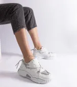 Białe sneakersy damskie z brokatem Agar 39