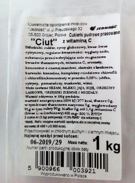 Mini Cukierki Ciut z witaminą C Jedność 1kg zdjęcie 2