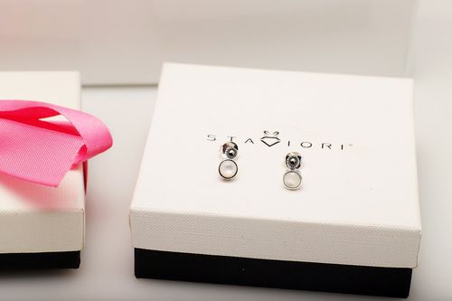 kolczyki srebrne z masą perłową i markazytami na Arena.pl