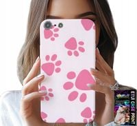 ETUI DO IPHONE 5 / 5S / 5C - RÓŻOWE PSIE ŁAPKI, PLECKI, OBUDOWA CASE