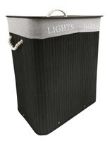 Kosz bambusowy na pranie z pokrywką 105 L czarny