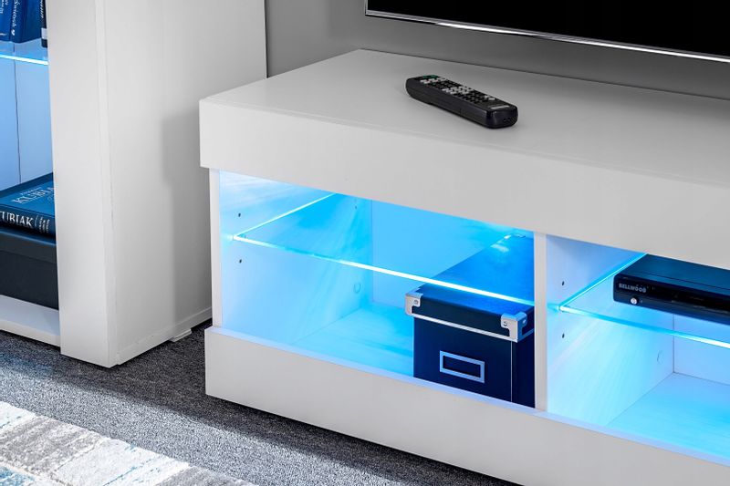 Meblościanka Czarny/Dąb Wotan LED RGB Meble RTV – Zestaw Mebli zdjęcie 7