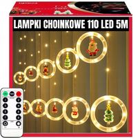 KURTYNA ŚWIETLNA GIRLANDA ŚWIĄTECZNA NA OKNO 110LED SOPLE USB 5M PILOT