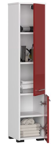 SŁUPEK REGAŁ ŁAZIENKOWY FIN 2 DRZWI BIAŁY / CZERWONY POŁYSK na Arena.pl