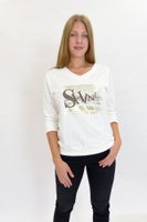 Kremowa Bawełniana Bluzka Damska z Aplikacją i Cekinami UNI