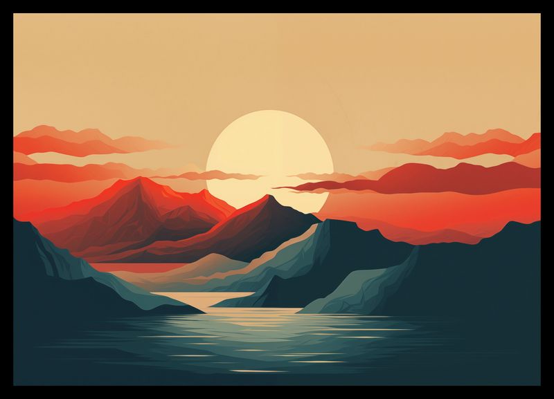 Plakat 42x29,7cm Zachód Słońca nad Górami zdjęcie 2