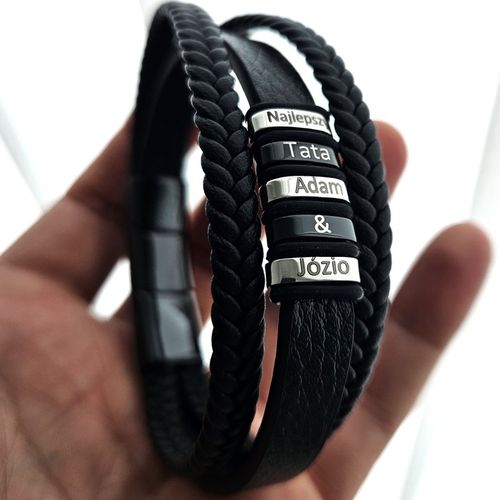 Bransoletka męska SKÓRZANA REGULOWANA Z GRAWEREM GRAWER JAKOŚĆ VERSATILE na Arena.pl