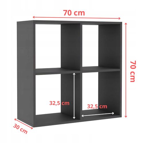 Regał Otwarty Kwadrat Dwustronny Do Salonu Biura Platon 70 x 70 CM Antracyt na Arena.pl