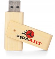 TWÓJ NADRUK PENDRIVE reklamowy LOGO FIRMY NAPIS Pamięć USB bambusowa