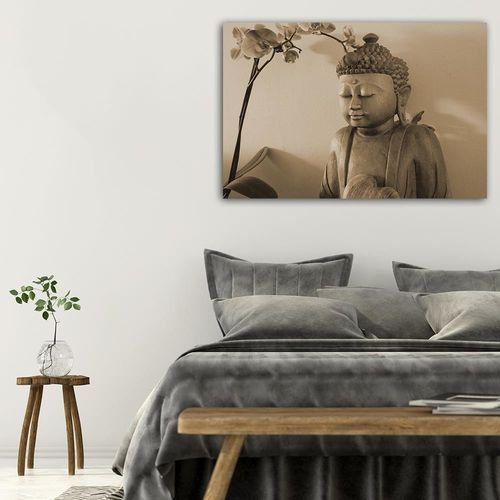 Obraz na płótnie - Canvas, Budda z orchideą 60x40 na Arena.pl