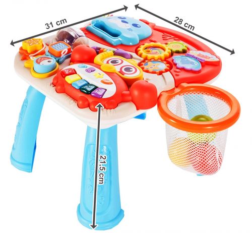 Chodzik Pchacz Stolik Edukacyjny Panel Koszyk 5W1 - Czerwony na Arena.pl