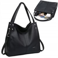 Torebka Damska Shopper Duża Pojemna Czarna Na Ramię Skóra ekologiczna Eko