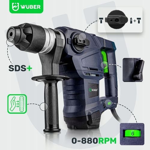 MŁOTOWIERTARKA UDAROWA SDS+ WIERTARKA MŁOT UDAROWY MOCNY ZESTAW WUBER na Arena.pl