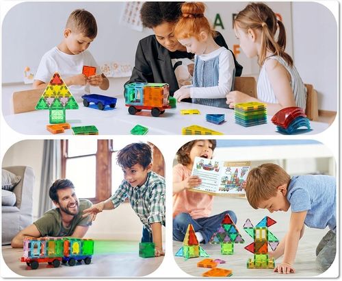 KLOCKI MAGNETYCZNE Duże Magnetic Tiles 3D Konstrukcyjne zestaw XXL 100 el na Arena.pl