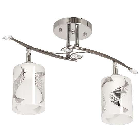 Lampa sufitowa VEN W-N 0624/2 szklane tuby wzorki chrom białe zdjęcie 1