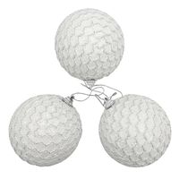 BOMBKI CHOINKOWE BIAŁE 7cm DUŻE OZDOBY ZAWIESZKI NA CHOINKĘ KOMPLET 3szt