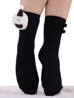Skarpety prążkowane zabawna buźka z czapeczką czarne onesize YOCLUB